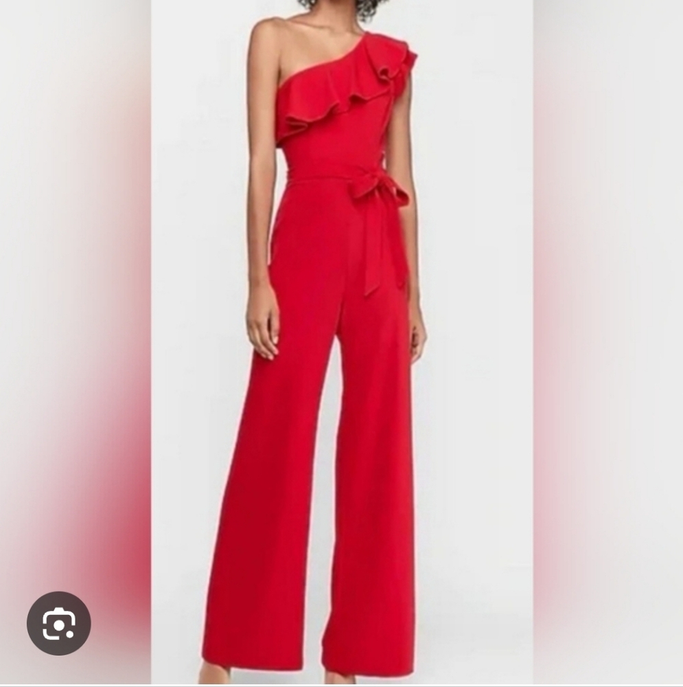 Express Women's One Shoulder Stylish Red Jumpsuit Size 6